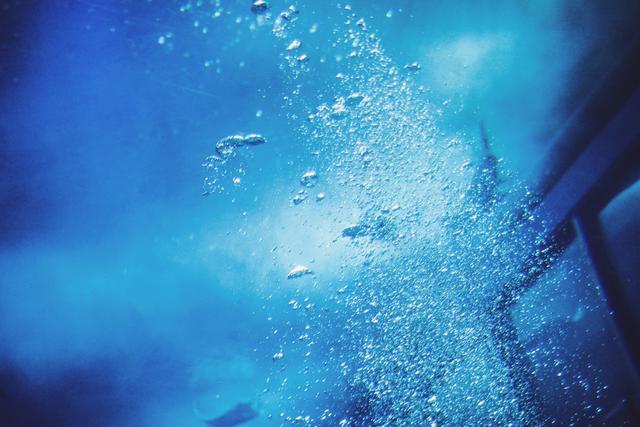 An underwater view with bubbles